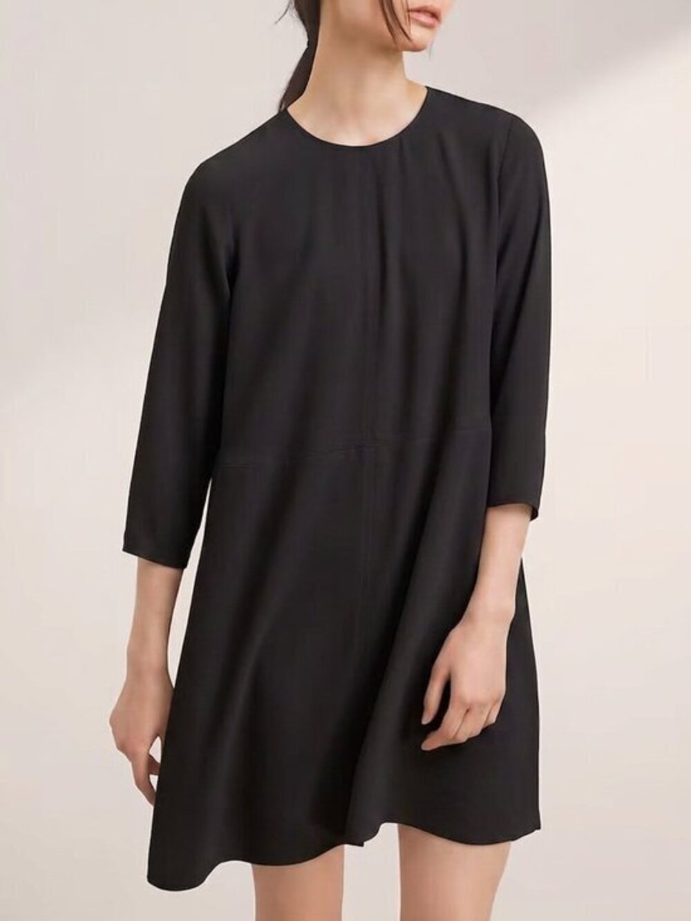 Aritzia Wilfred Myosotis Mini Dress Black Silk Trim XXS